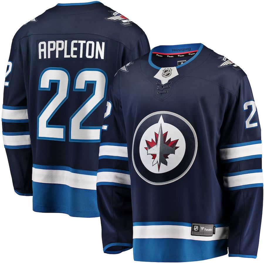 Men Winnipeg Jets #22 Mason Appleton Fanatics Branded Navy Home Breakaway NHL Jersey
